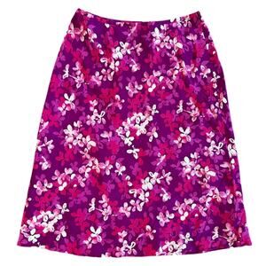 Ann Taylor Purple Floral Midi Skirt